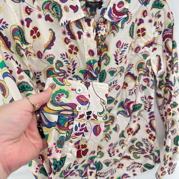 Talbots Womens Button Up Shirt Long Sleeve Floral Multicolor Small NEW NWT - Picture 6 of 10